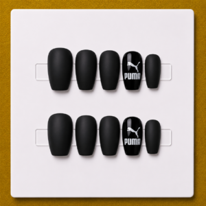 Urban Puma Black – Short Coffin Unique Press-On Nails