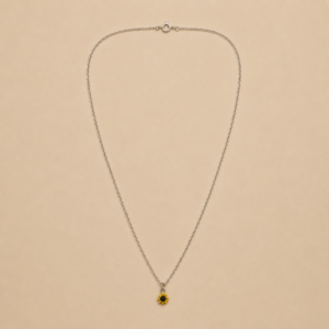 Tiny Yellow Sunflower Pendant Necklace