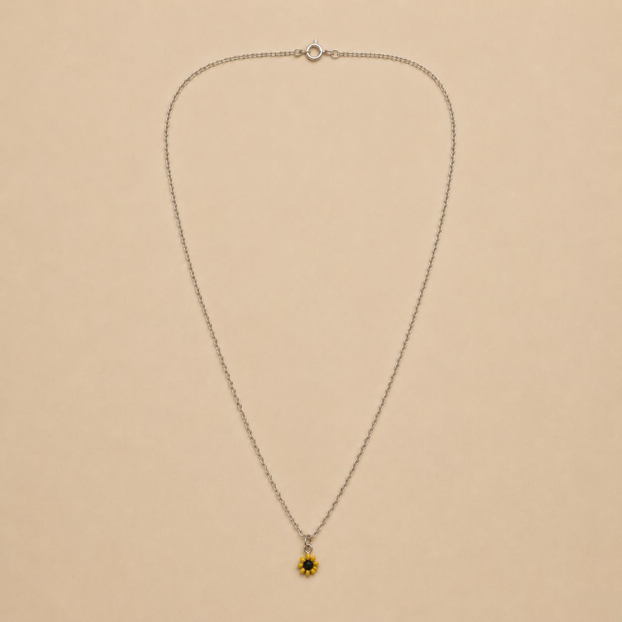 Tiny Yellow Sunflower Pendant Necklace