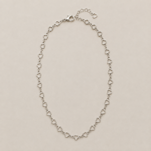 Silver-Coloured Open Heart Link Necklace
