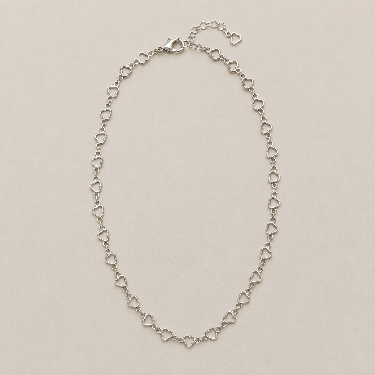 Silver-Coloured Open Heart Link Necklace