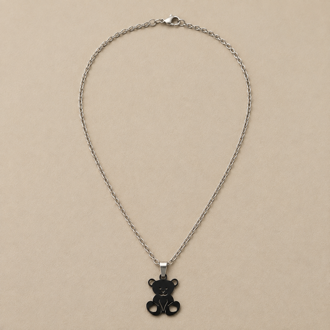 Silver Teddy Bear Pendant Necklace