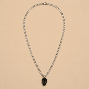 Silver Skull Pendant Necklace