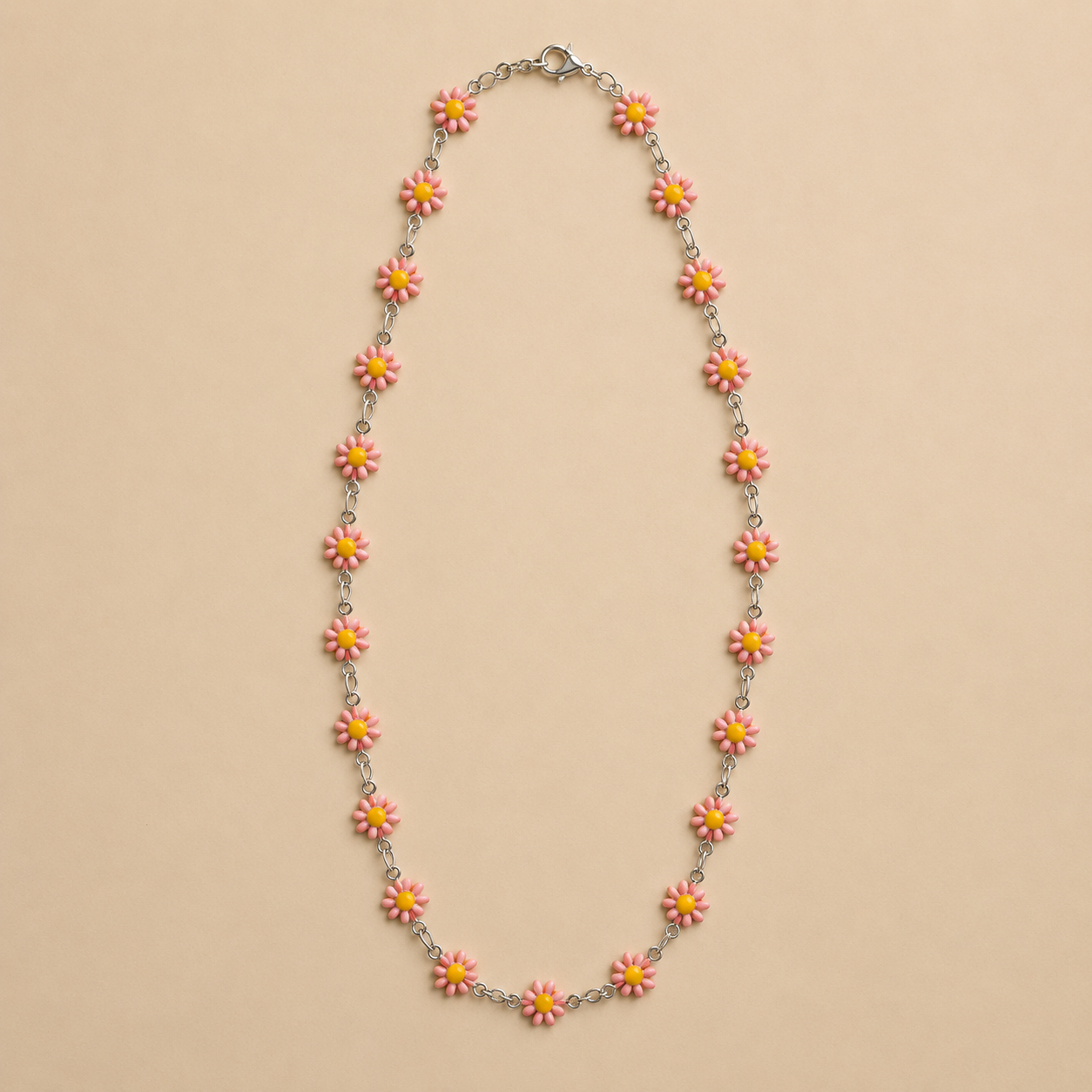 Pink Daisy Link Necklace