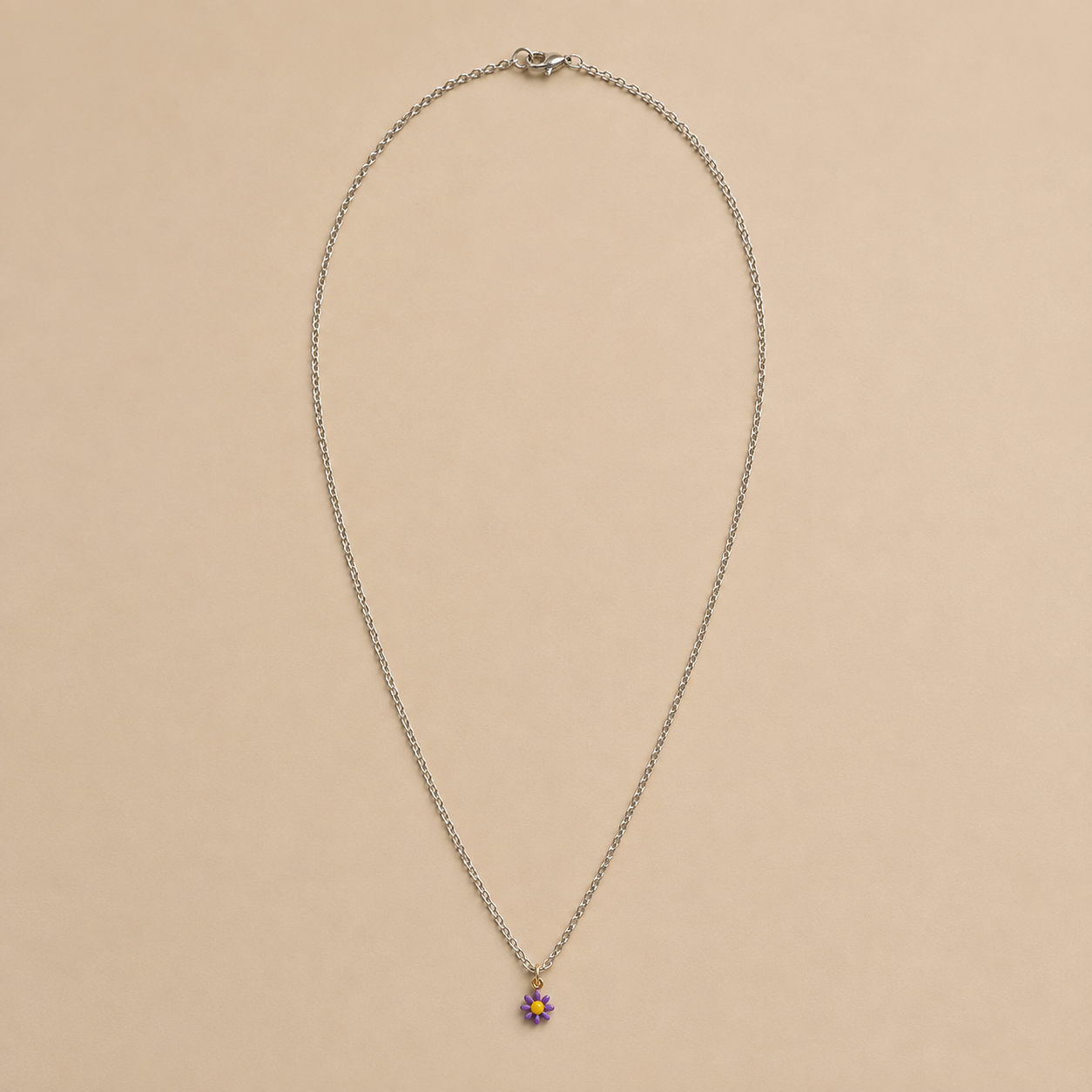Dainty Purple Daisy Charm Necklace
