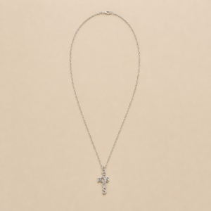 Silver JESUS Cross Pendant Necklace