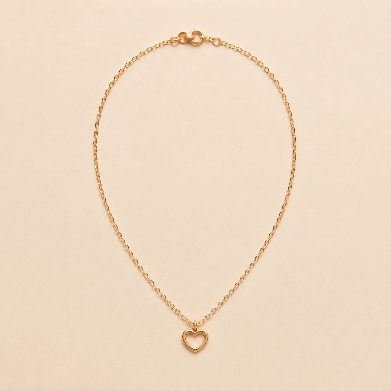 Dainty Rose Gold Open Heart Necklace