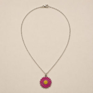 Pink Daisy Pendant Necklace