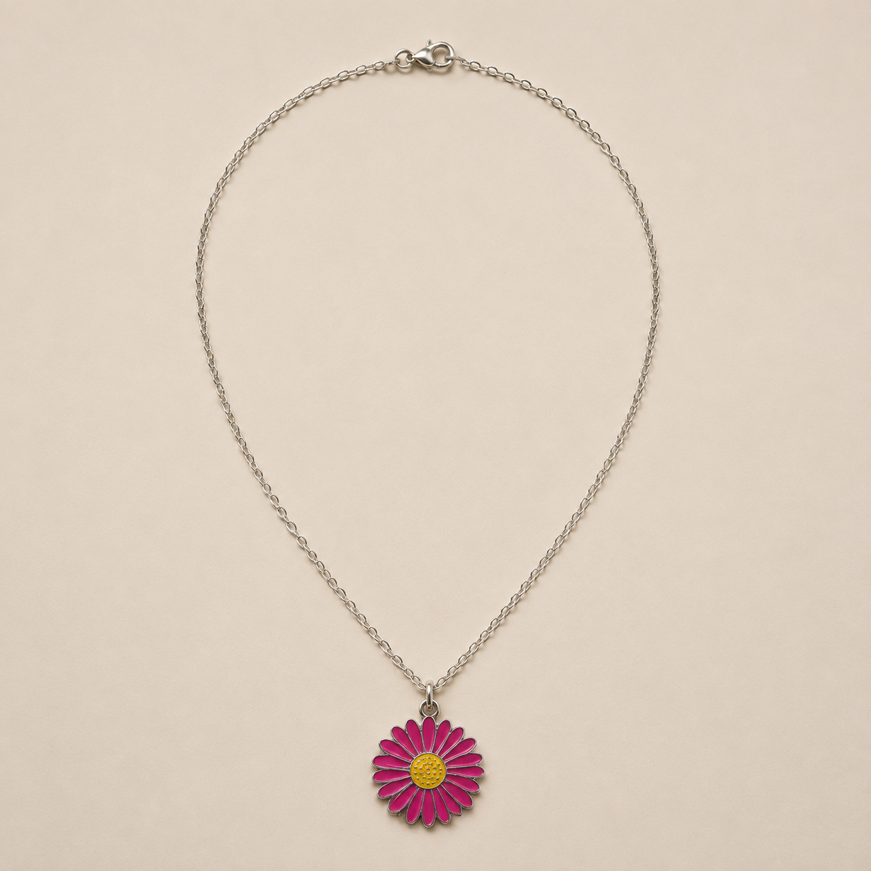 Pink Daisy Pendant Necklace