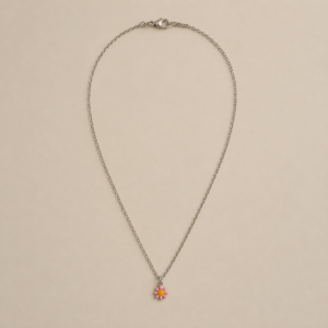 Dainty Pink Daisy Charm Necklace