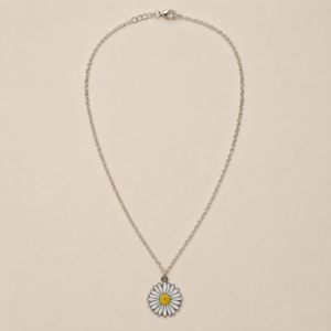 White Daisy Pendant Necklace