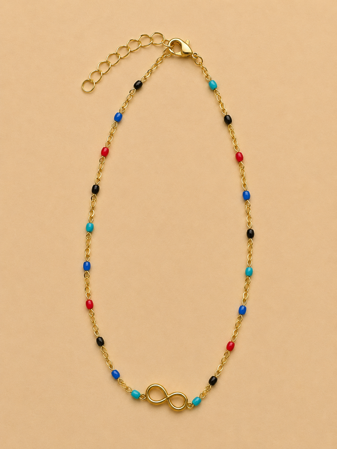 Multicolour Bead Infinity Stainless Steel Anklet