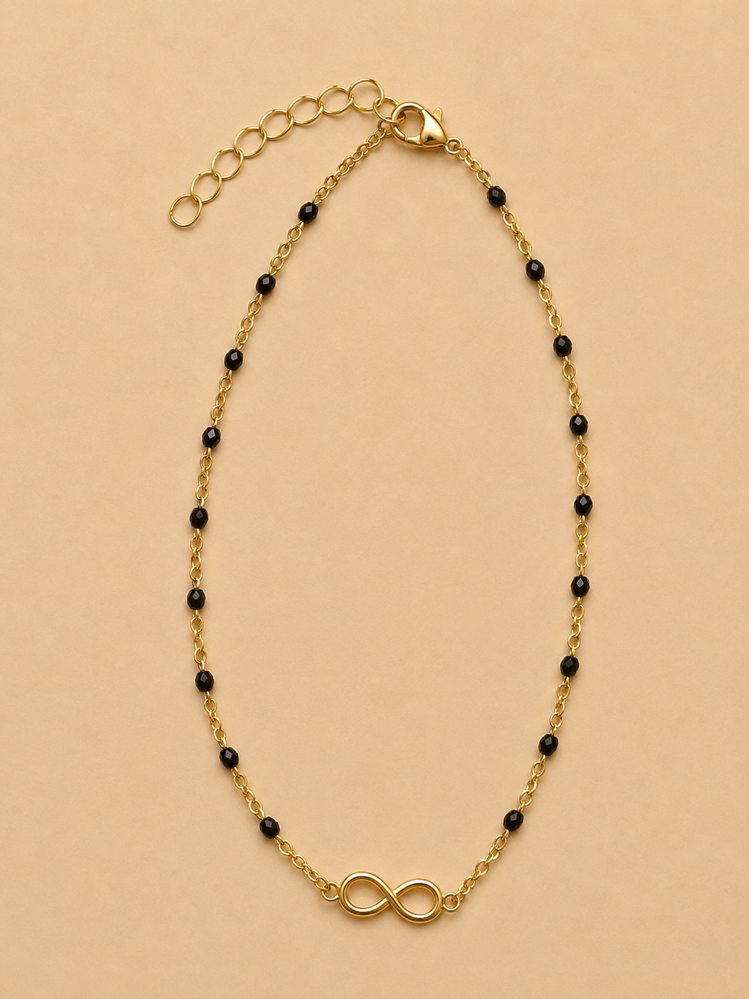 Black Bead Infinity Stainless Steel Anklet