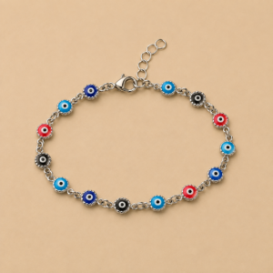 Multicolour Evil Eye Stainless Steel Bracelet