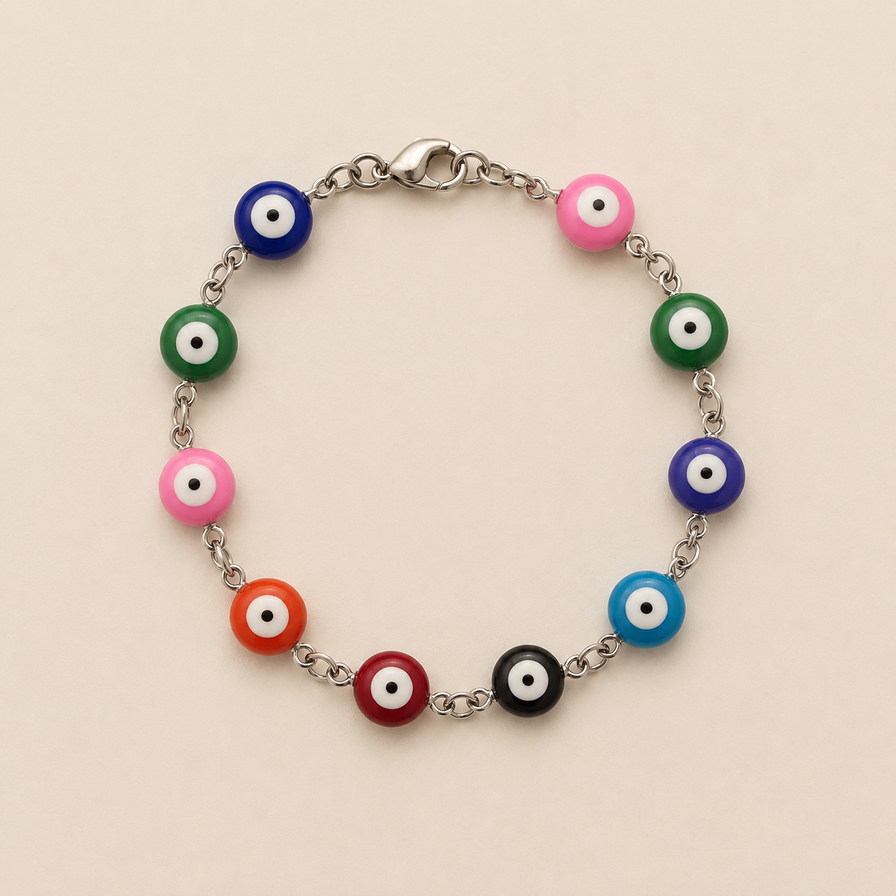 Multicolour Evil Eye Stainless Steel Bracelet