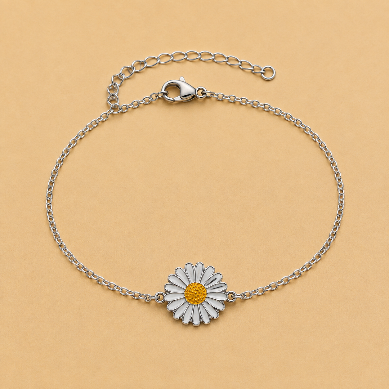 White Daisy Silver-Tone Bracelet