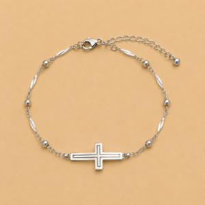 Silver Cross Stainless Steel Bracelet