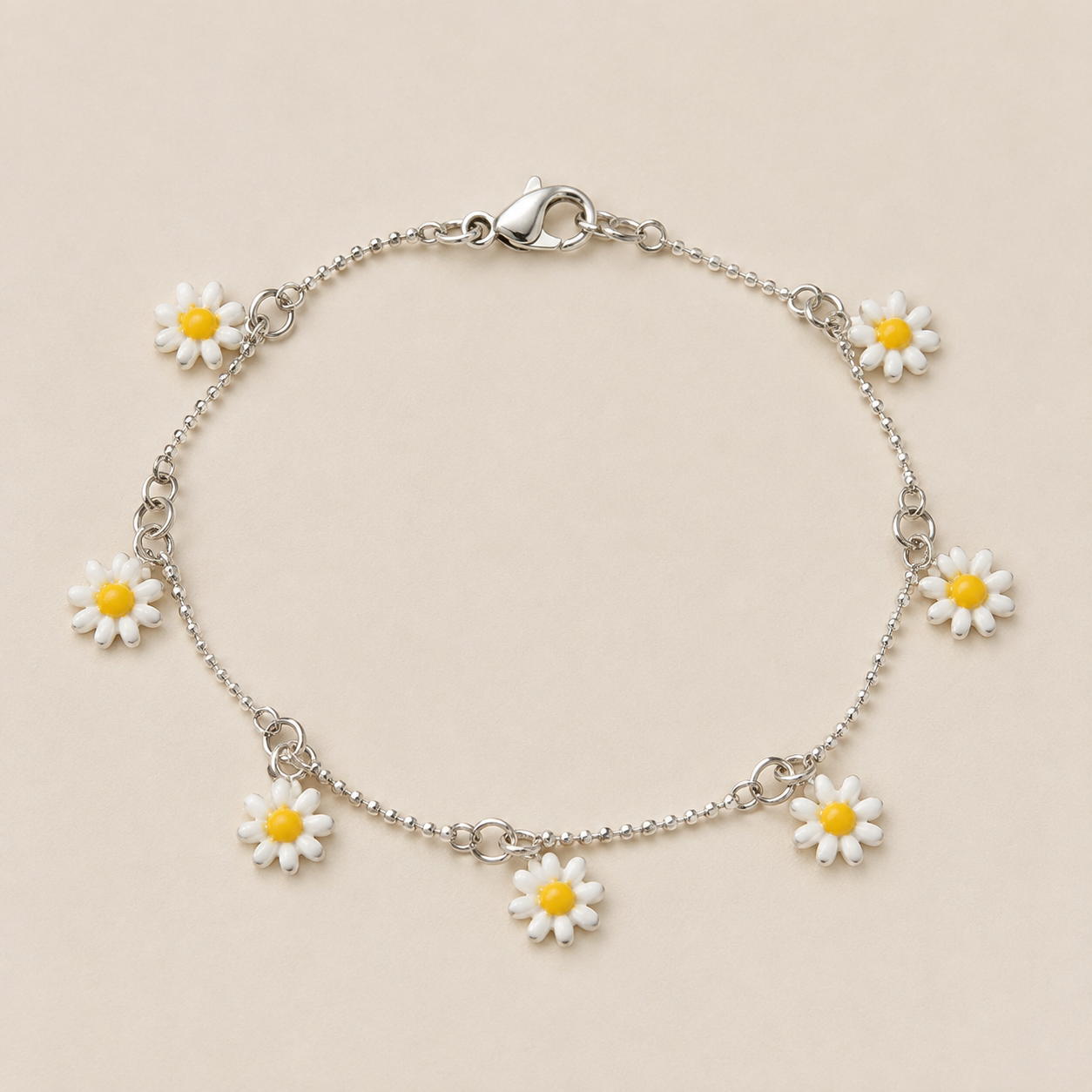 Daisy Stainless Steel Charm Bracelet