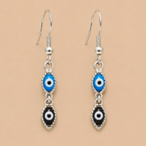 Blue and Black Double Eye Drop Earrings