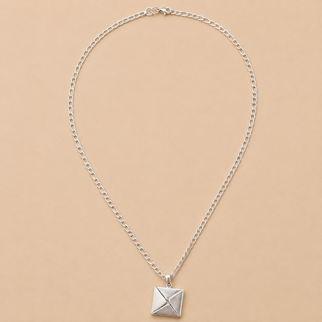 Silver-Coloured Envelope Pendant Necklace