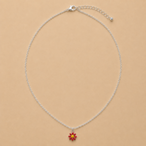 Red Mini Flower Pendant Necklace