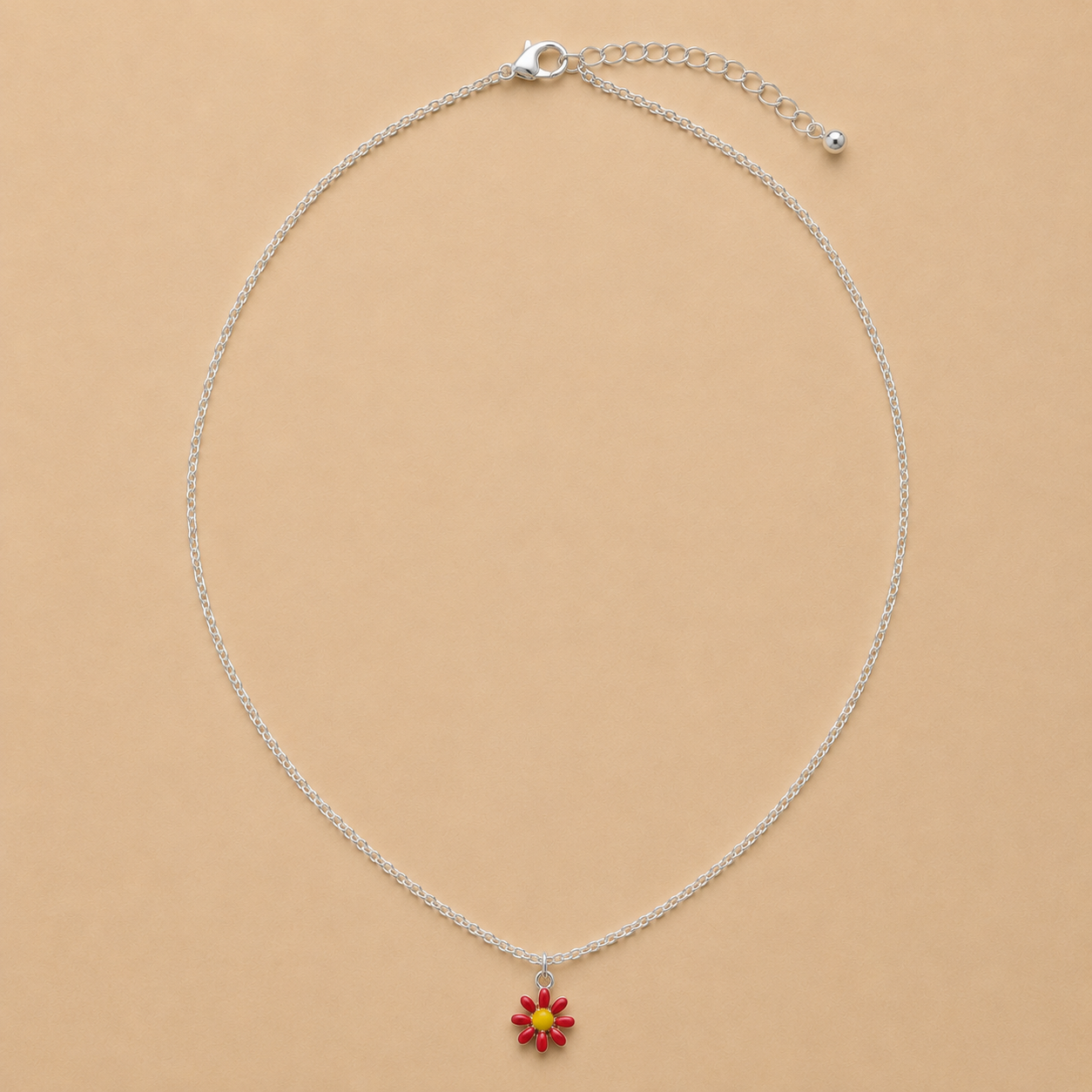 Red Mini Flower Pendant Necklace