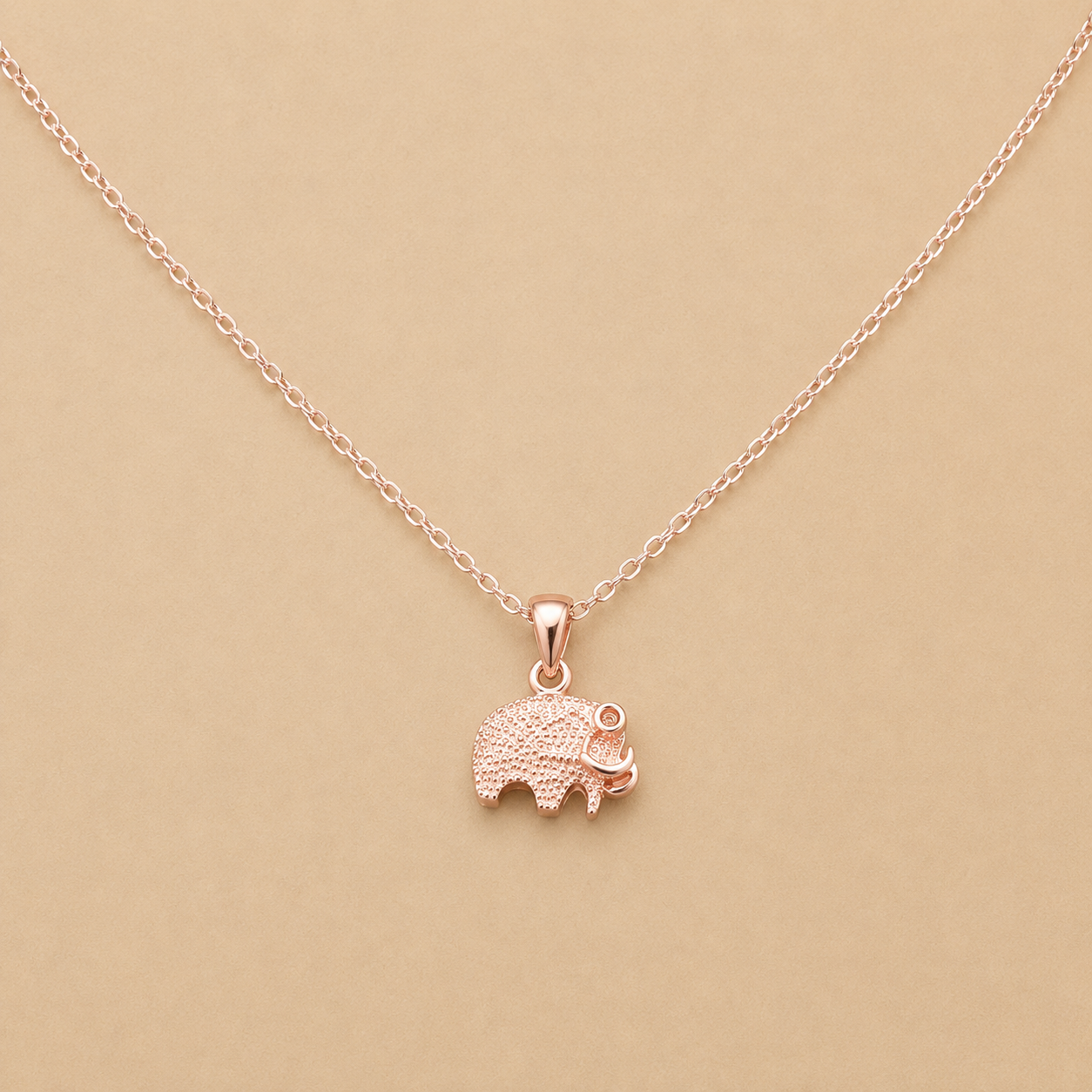 Rose-Gold-Coloured Elephant Pendant Necklace