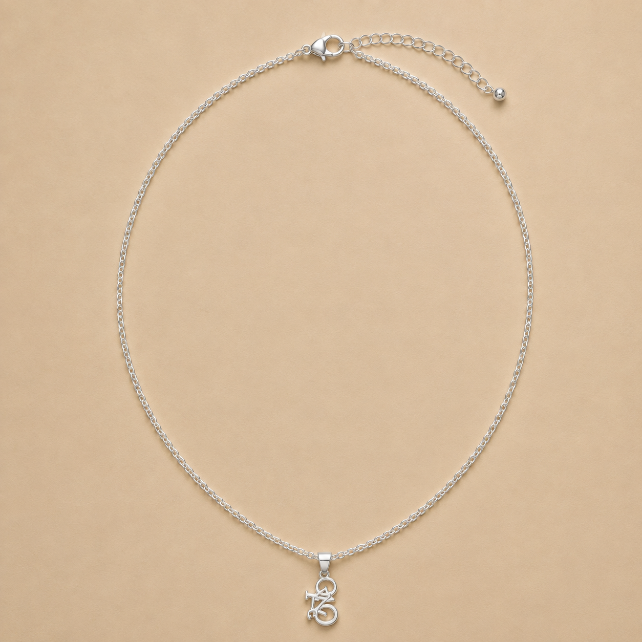 Silver-Coloured Bicycle Pendant Necklace