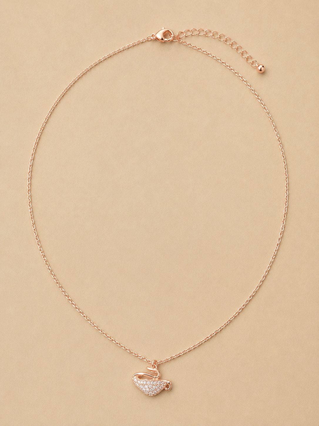 Rose-Gold-Coloured Swan Pendant Necklace