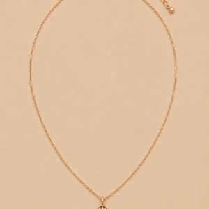 Rose-Gold-Coloured Floral Key Pendant Necklace