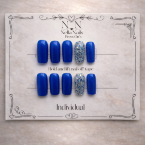 Blue glitter press-on nails