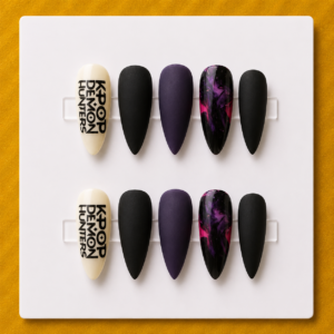 Midnight Demon Medium Round Budget Press-On Nails
