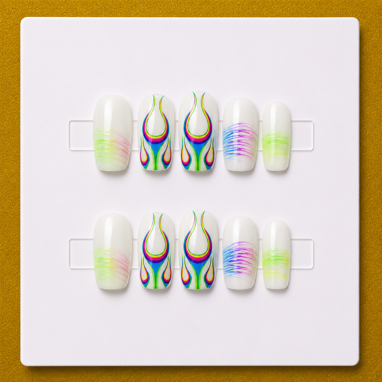 Neon Flow – Medium Square Unique Press-On Nails