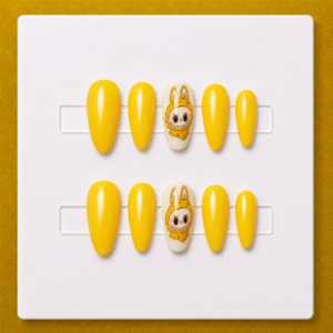Sunshine Labubu – Medium Round Unique Press-On Nails