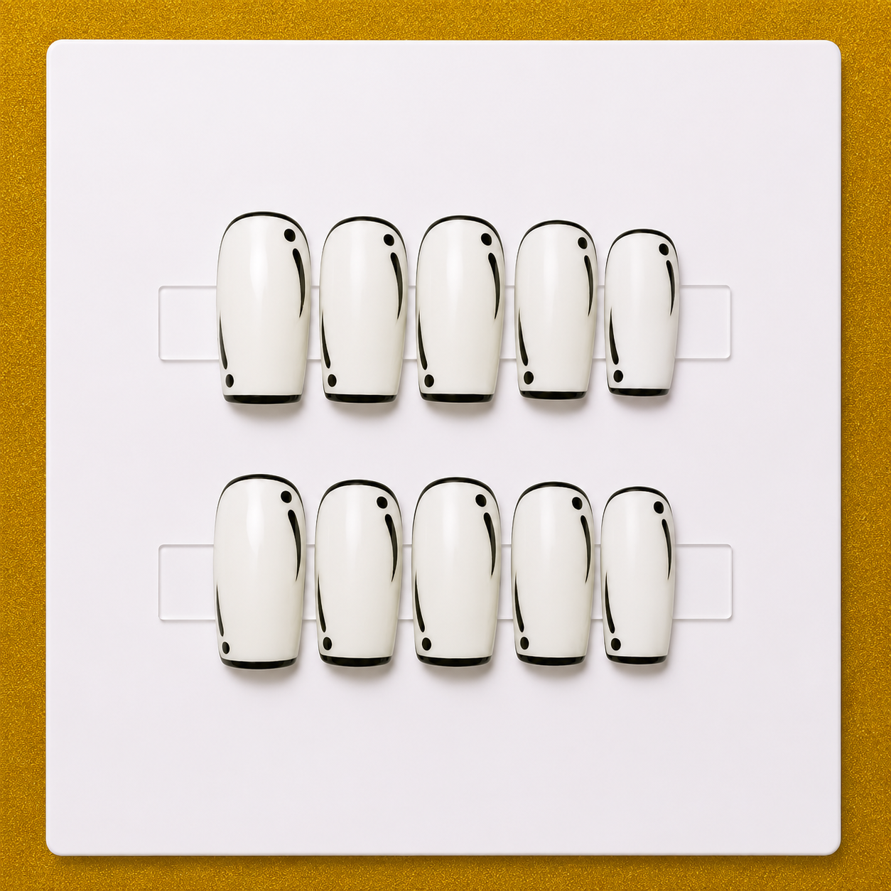 Monochrome Pop Art – Medium Square Signature Essentials Press-On Nails
