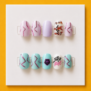 K-Pop Saja Boys Short Square Kids Press-On Nails