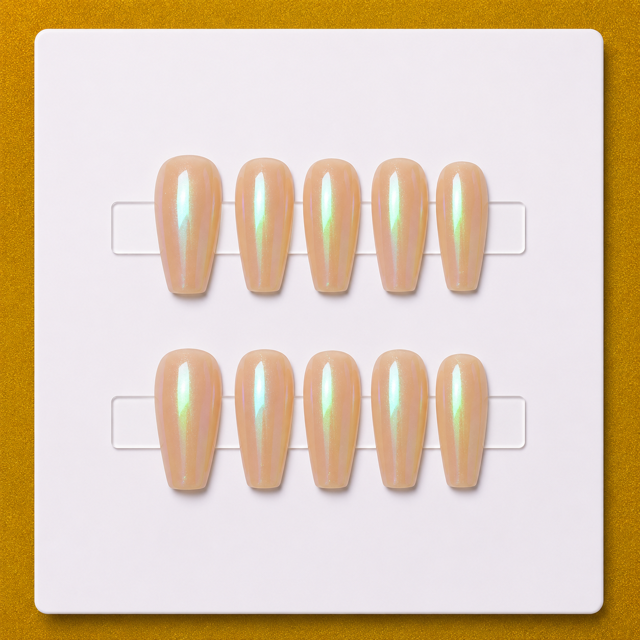 Pearl Aura – Medium Coffin Signature Essentials Press-On Nails