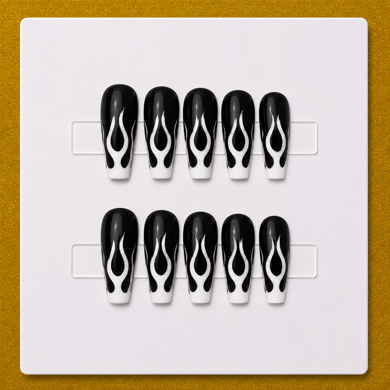 White Flame – Medium Coffin Signature Essentials Press-On Nails