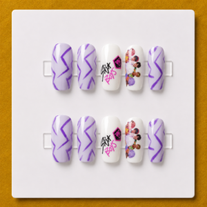 K-Pop Stray Kids Purple Beat Medium Square Budget Press-On Nails