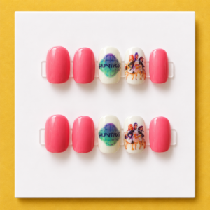 K-Pop Demon Hunters Huntrix Pink Short Square Kids Press-On Nails