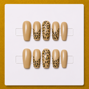 Golden Leopard – Medium Coffin Signature Essentials Press-On Nails