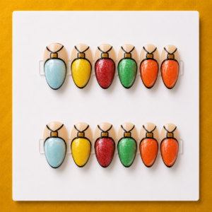 Christmas Lights Short Round Budget Press-On Nails