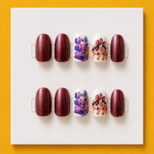 K-Pop Demon Hunters Sparkle Short Square Kids Press-On Nails