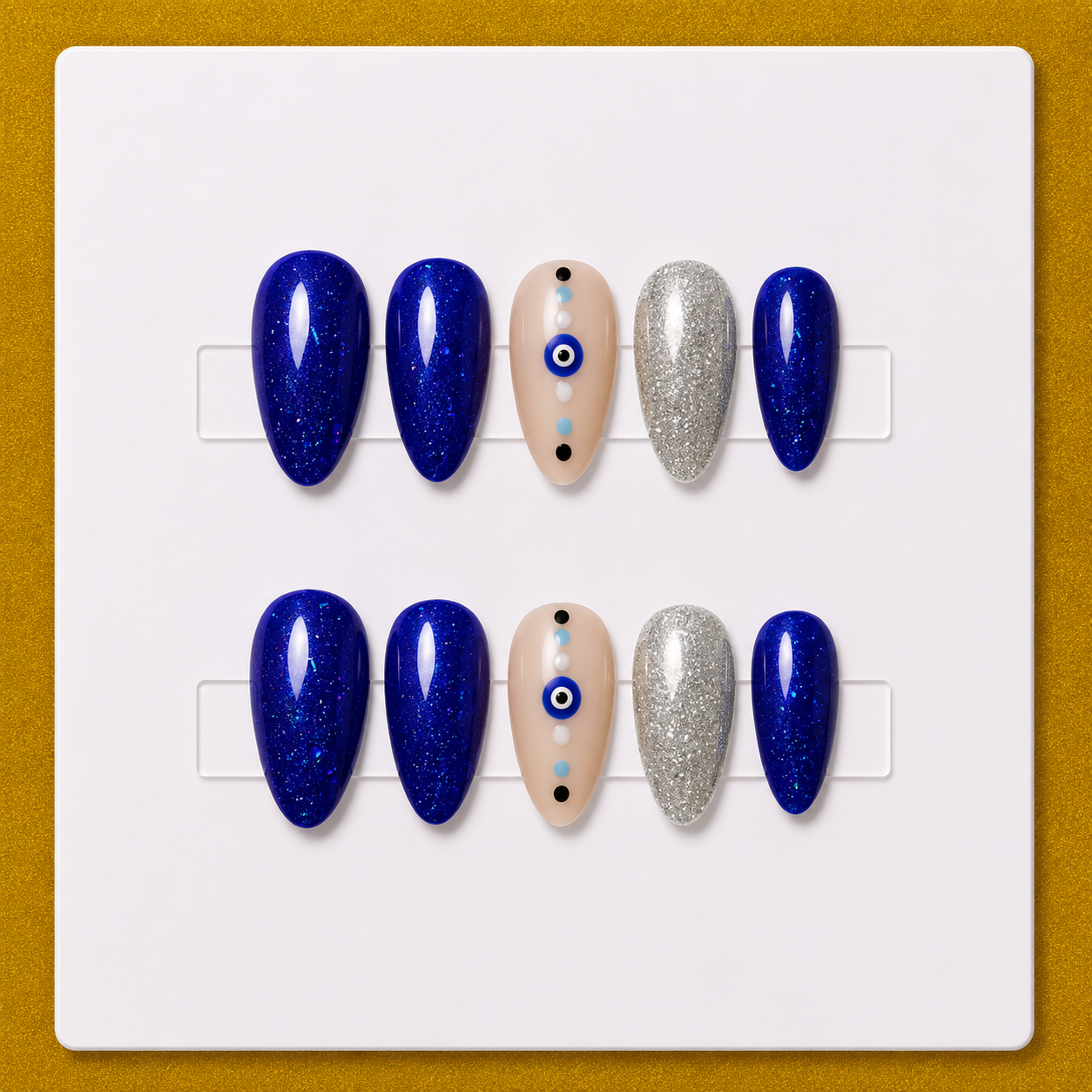 Midnight Evil Eye – Short Round Signature Essentials Press-On Nails