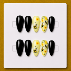 Honey Bee Garden – Short Round Unique Press-On Nails