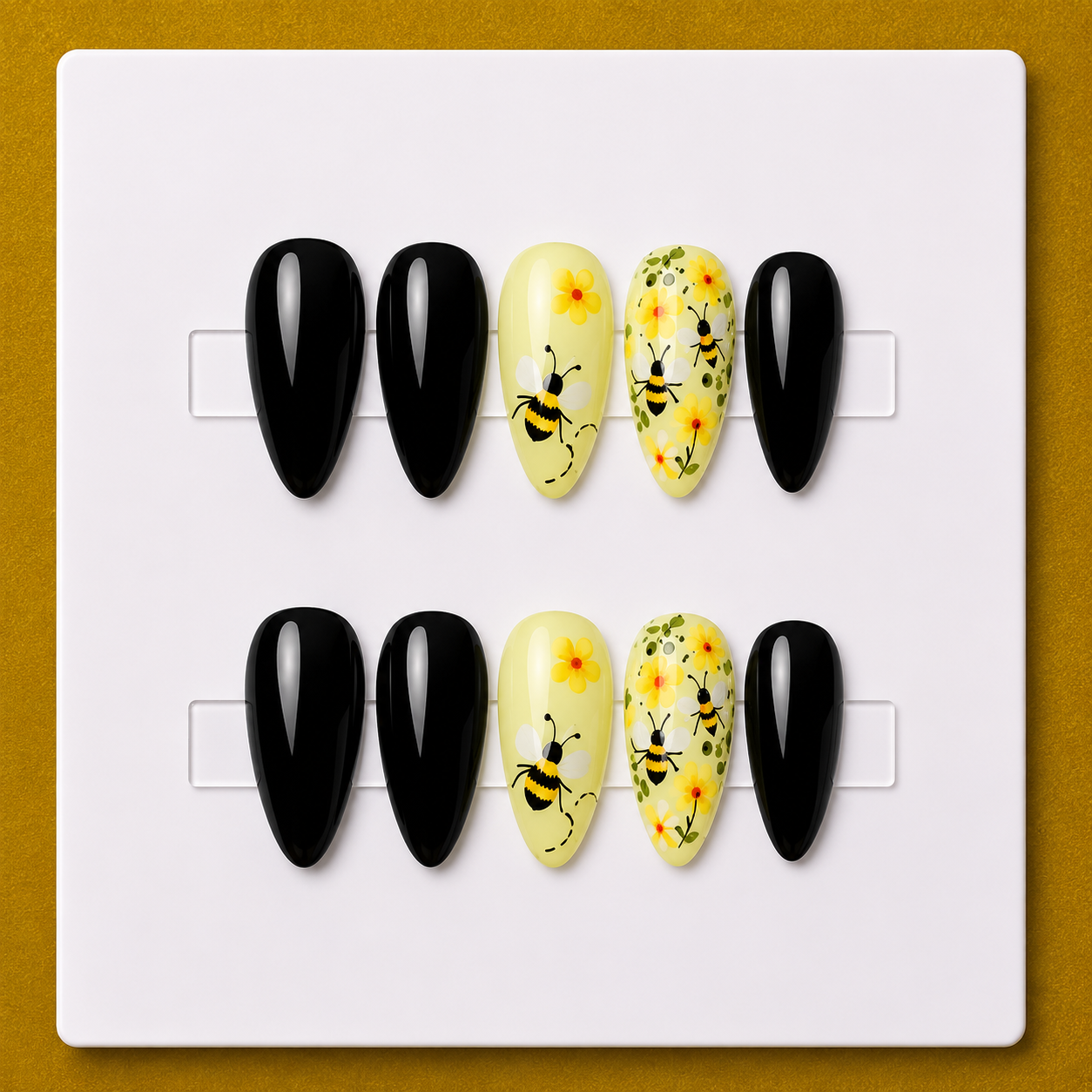 Honey Bee Garden – Short Round Unique Press-On Nails