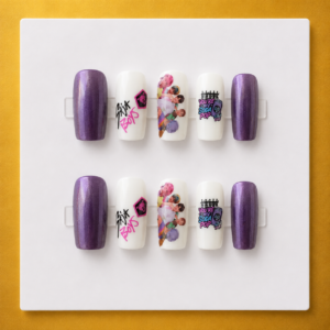 Stray Kids Soda Pop Purple Medium Square Budget Press-On Nails