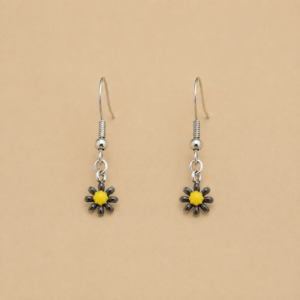 Yellow Centre Mini Flower Drop Earrings
