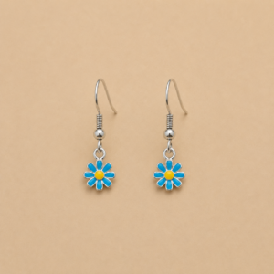 Blue & Yellow Flower Drop Earrings