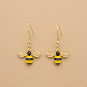 Golden Bee Drop Earrings